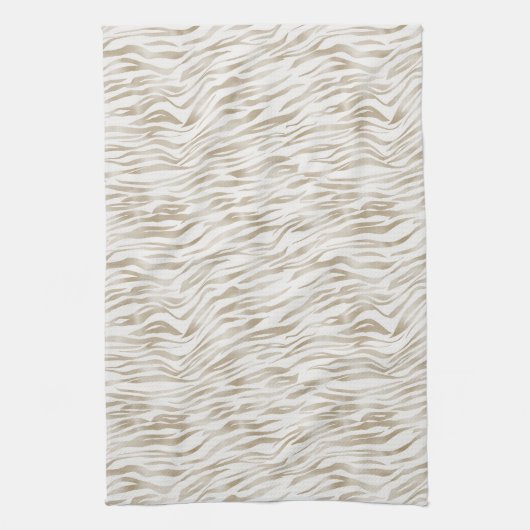 Zen Cream White Cocoa Brown Zebra Print Geschirrtuch (Vertikal)