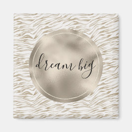 Zen Cream White Cocoa Brown Zebra Print Magnet
