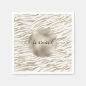 Zen Cream White Cocoa Brown Zebra Print Serviette (Vorderseite)