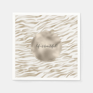 Zen Cream White Cocoa Brown Zebra Print Serviette