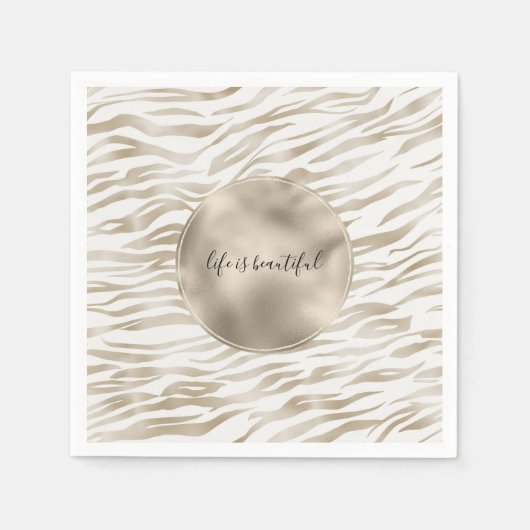 Zen Cream White Cocoa Brown Zebra Print Serviette (Vorderseite)