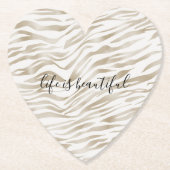 Zen Cream White Cocoa Brown Zebra Print Untersetzer (Vorderseite)