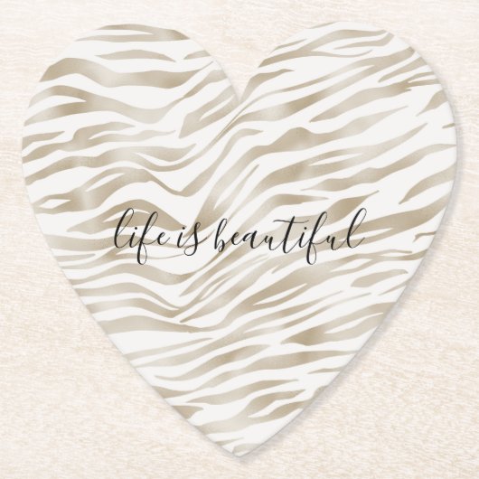 Zen Cream White Cocoa Brown Zebra Print Untersetzer (Vorderseite)