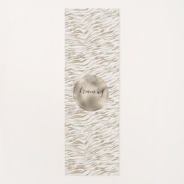 Zen Cream White Cocoa Brown Zebra Print Yogamatte