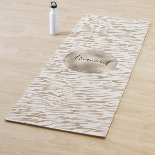 Zen Cream White Cocoa Brown Zebra Print Yogamatte