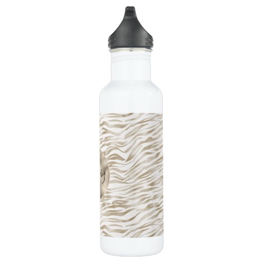 Zen Creme Weißer Kakao Braune Zebra Print Edelstahlflasche (Rechts)