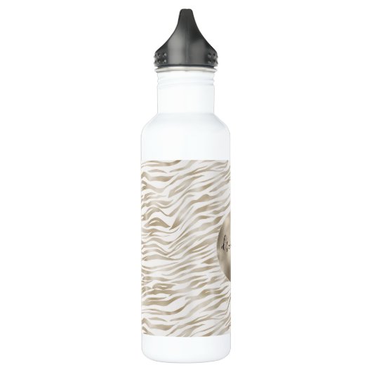 Zen Creme Weißer Kakao Braune Zebra Print Edelstahlflasche (Links)