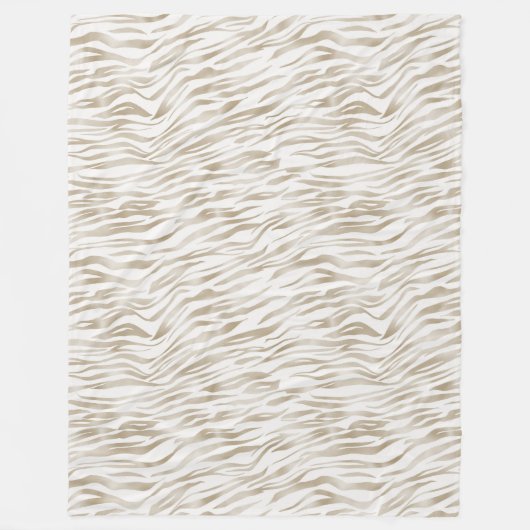 Zen Creme Weißer Kakao Braune Zebra Print Fleecedecke (Vorderseite)