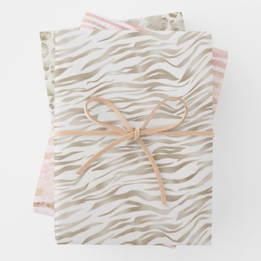 Zen Creme Weißer Kakao Braune Zebra Print Geschenkpapier Set (Beispiel)