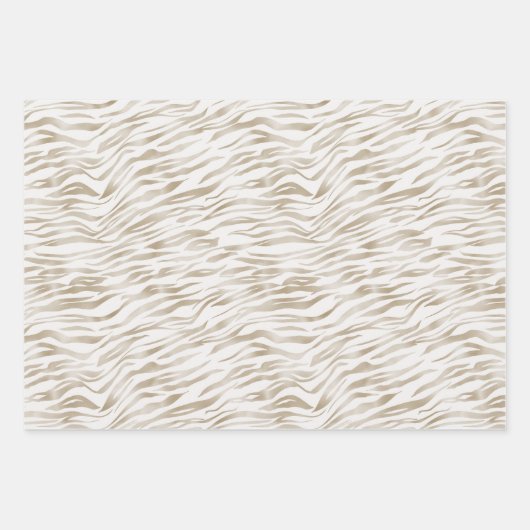 Zen Creme Weißer Kakao Braune Zebra Print Geschenkpapier Set (Vorderseite)