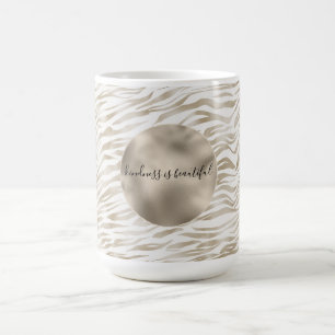 Zen Creme Weißer Kakao Braune Zebra Print Kaffeetasse