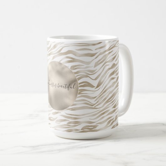 Zen Creme Weißer Kakao Braune Zebra Print Kaffeetasse (VorderseiteRechts)