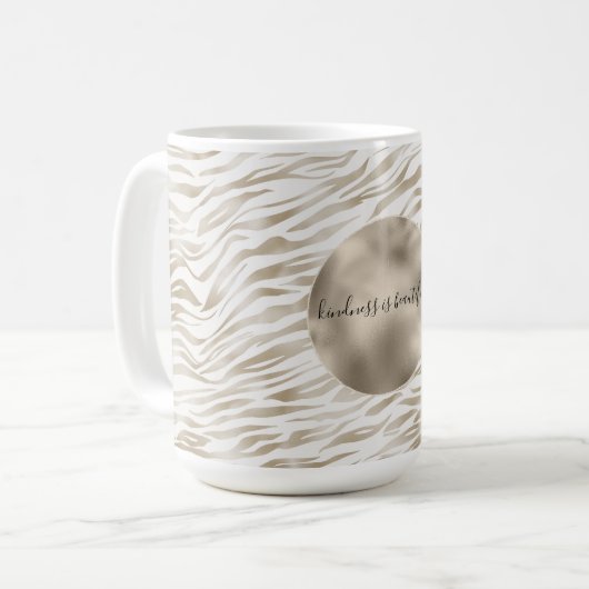 Zen Creme Weißer Kakao Braune Zebra Print Kaffeetasse (Vorderseite Links)