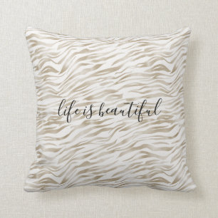 Zen Creme Weißer Kakao Braune Zebra Print Kissen