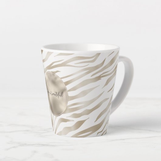 Zen Creme Weißer Kakao Braune Zebra Print Milchtasse (Rechte Ecke)