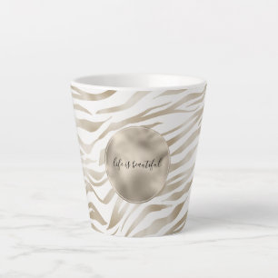Zen Creme Weißer Kakao Braune Zebra Print Milchtasse