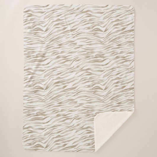 Zen Creme Weißer Kakao Braune Zebra Print Sherpadecke (Vorderseite)