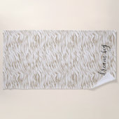 Zen Creme Weißer Kakao Braune Zebra Print Strandtuch (Vorderseite)