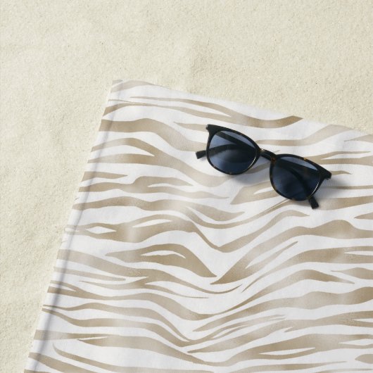 Zen Creme Weißer Kakao Braune Zebra Print Strandtuch (Beispiel)
