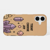 Zen Crystal Flat Lay 'Today Choose Joy' iPhone 16 Hülle (Rückseite (Horizontal))