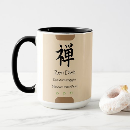 Zen Diät essen Mehr Veggies Tan BG Tasse (Mit Donut)