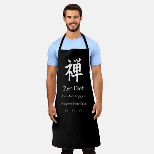 Zen Diät essen mehr Veggies Weißer Text Schürze (Getragen)