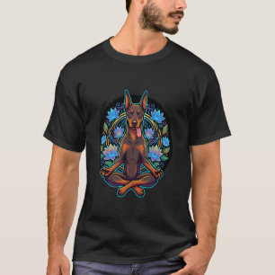 Zen Dobermann Zunge Raus Hund Meditation Lotus Kun T-Shirt
