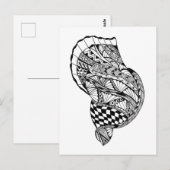 Zen doodle art sea Muschel Schwarz-weiße Muster Postkarte (Vorne/Hinten)