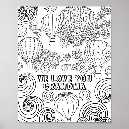Zen Doodle Art Wirbel Ballons Erwachsene Farben Poster (Vorne)