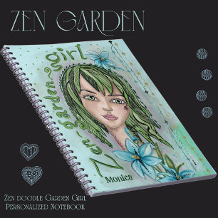 Zen Doodle Garden Girl Personalisiertes Notebook Notizblock