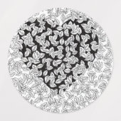 Zen-Doodle-Herz- und Blätter-Rund-Geschenkverpacku Etiketten (Design 1)