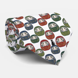 Zen Elegance: Traditional Japanese Daruma Textile  Krawatte
