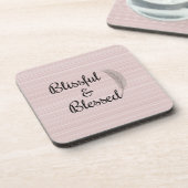 Zen Engelfeder weiße rosa Streifen Untersetzer (Linke Seite)