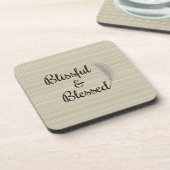 Zen Engelfedern mit beigen Streifen Untersetzer (Linke Seite)