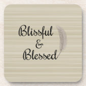 Zen Engelfedern mit beigen Streifen Untersetzer (Vorderseite)