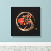 Zen Enso Circle and Golden Sakura Tremola Leinwanddruck (Insitu (Holzboden))
