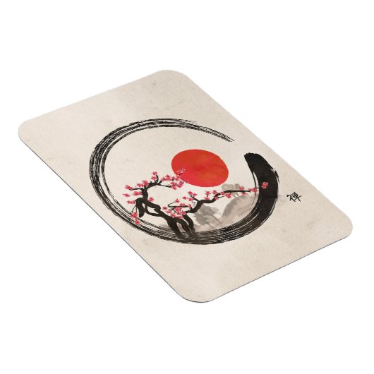 Zen Enso Circle and Sakura Tree Magnet (Rechte Seite)