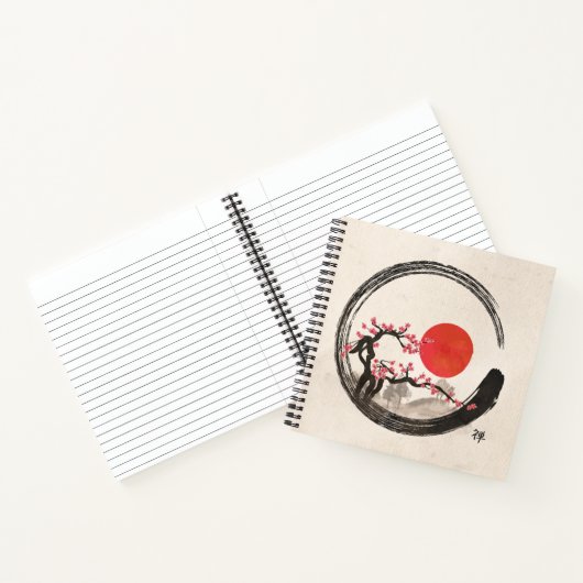 Zen Enso Circle and Sakura Tree Notizblock (Innenseite)