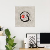 Zen Enso Circle and Sakura Tree on Canvas Poster (Heimbüro)