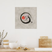 Zen Enso Circle and Sakura Tree on Canvas Poster (Küche)