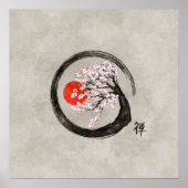Zen Enso Circle and Sakura Tree on Canvas Poster (Vorne)