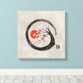 Zen Enso Circle and Sakura Tree on Leinwand (Insitu (Holzboden))