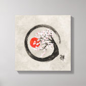 Zen Enso Circle and Sakura Tree on Leinwand (Vorderseite)