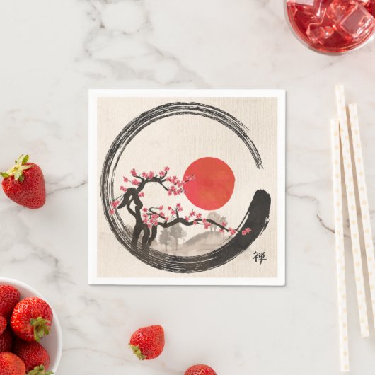 Zen Enso Circle and Sakura Tree Serviette (Beispiel)