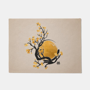 Zen Enso Circle, Golden Sun und Sakura Blossom Fußmatte