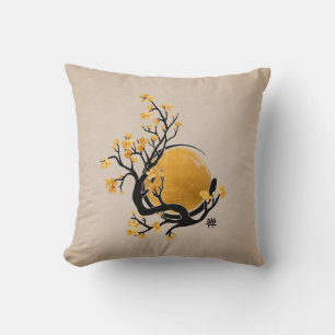 Zen Enso Circle, Golden Sun und Sakura Blossom Kissen