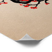 Zen Enso Circle, Sun und Red Sakura Blossom Poster (Ecke)