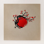 Zen Enso Circle, Sun und Red Sakura Blossom Puzzle (Horizontal)