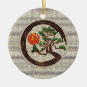 Zen Enso Circle und Bonsai Tree Mosaic Keramik Ornament (Vorne)