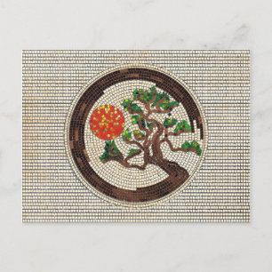 Zen Enso Circle und Bonsai Tree Mosaic Postkarte